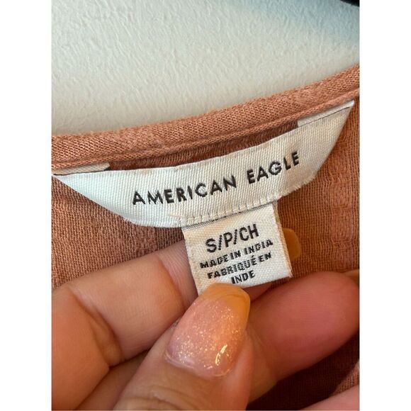 American Eagle Boho Tiered Blouse size S Balloon sleeves keyhole back - Picture 3 of 8